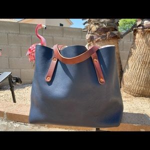 Go Forth Goods Large Avery NAVY Leather Tote GFG